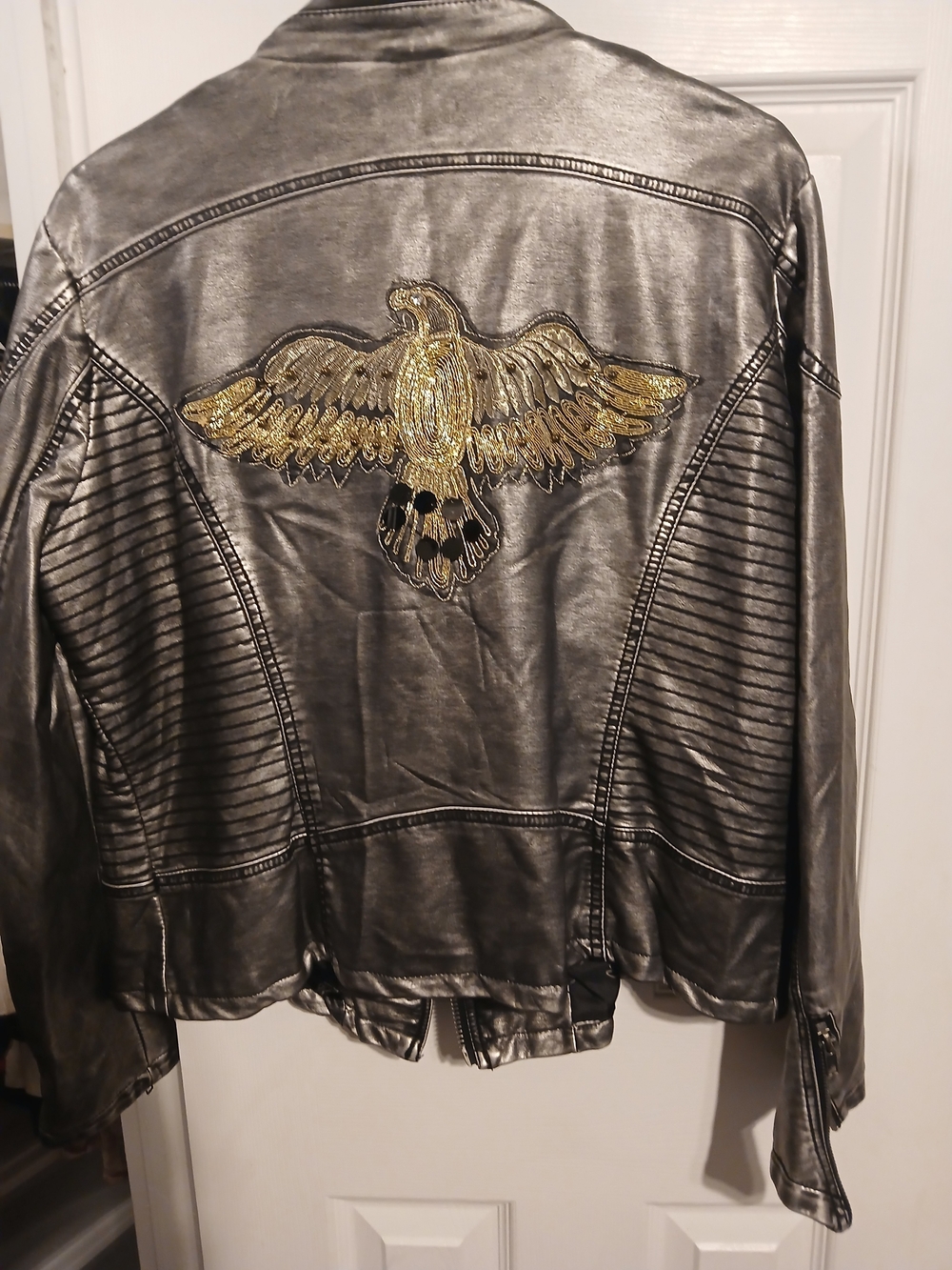 Sheryl Crow Metallic Silver Jacket with Gold Eagle Embroidery